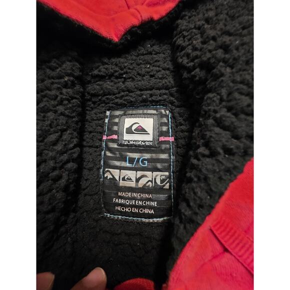 Quicksilver Men's Size Large Red With Black Embroidered Long Sleeve Zip Up ... - Picture 6 of 8